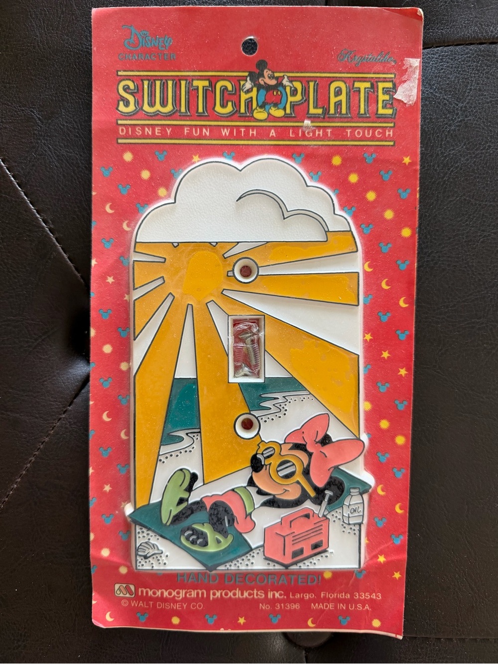 Disney Vintage 1988 Minnie Mouse on the Beach Light Switchplate. NWT.